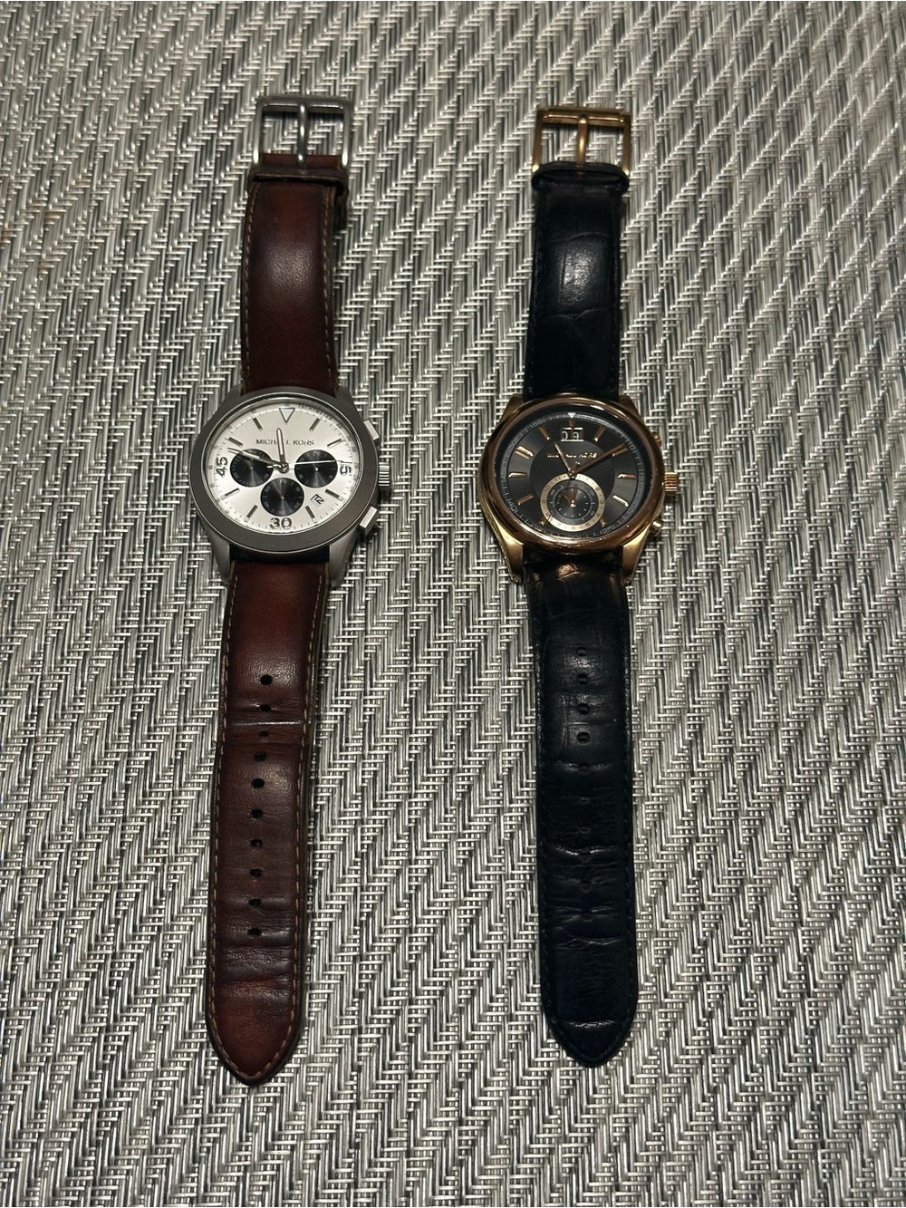 Michael Kors Black & Brown Leather Watch Bundle
